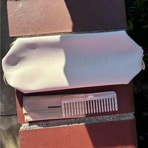 Burberry White Cosmetic Pouch and Comb Set